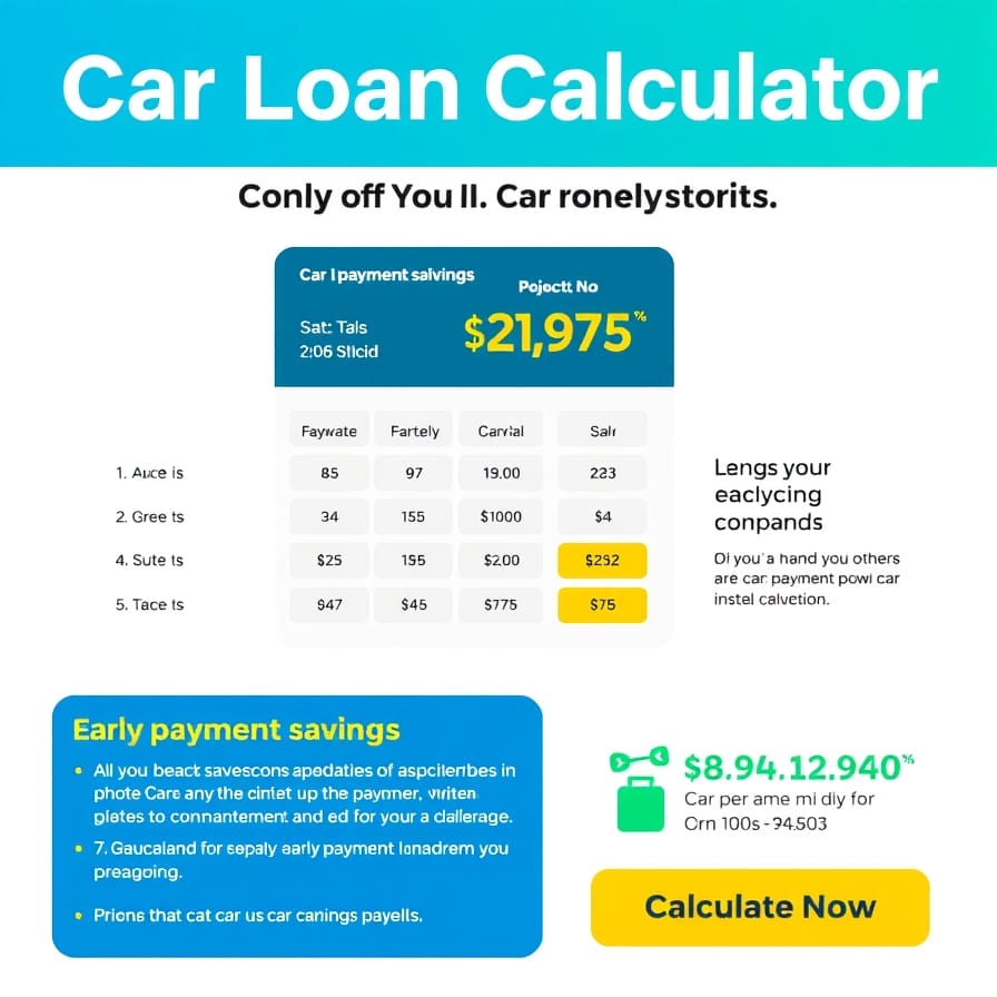 Car Loan Calculator with Early Payment Savings